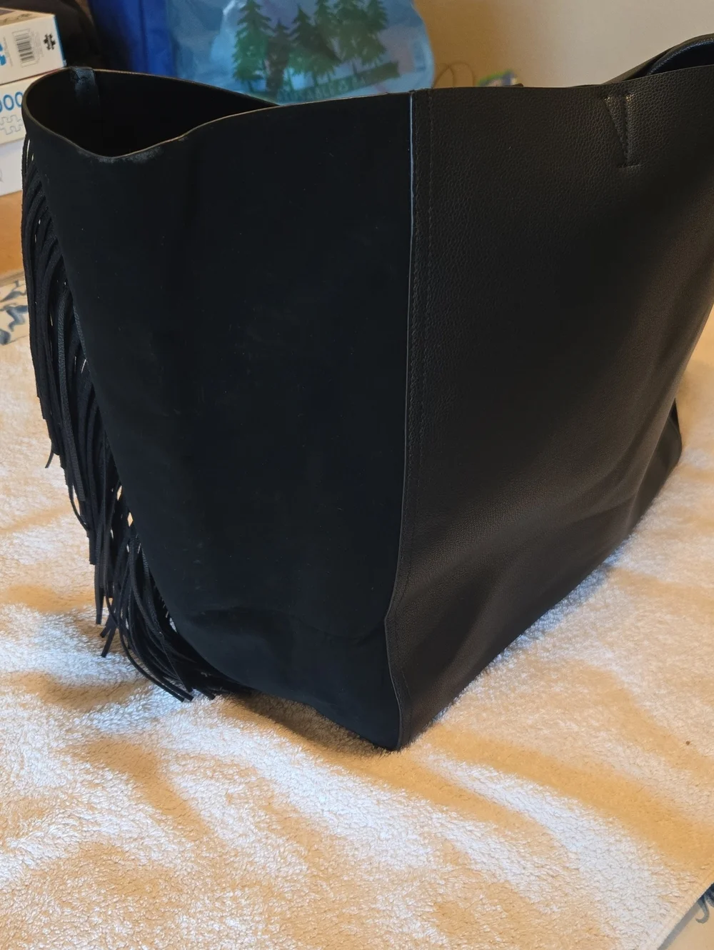 Victoria Secret Black Fringe Tote Bag